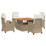 Set comedor de jardín 5 pzas con cojines ratán sintético beige de , Conjuntos de jardín - Ref: Foro24-3277414, Precio: 668,09...