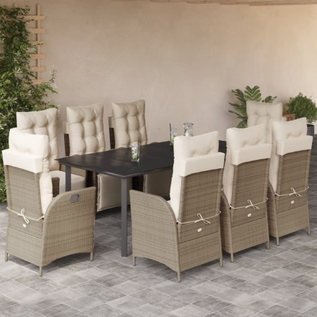 Set comedor de jardín 9 pzas con cojines ratán sintético beige | Foro24.es | Tu tienda online para hogar, jardín y más Foro24.es