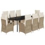 Set comedor de jardín 9 pzas con cojines ratán sintético beige | Foro24.es | Tu tienda online para hogar, jardín y más Foro24.es