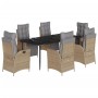 Set comedor de jardín 7 pzas con cojines ratán sintético beige de , Conjuntos de jardín - Ref: Foro24-3213453, Precio: 1,00 €...