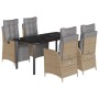 Set comedor de jardín 5 pzas con cojines ratán sintético beige de , Conjuntos de jardín - Ref: Foro24-3213458, Precio: 690,10...