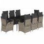 Set comedor jardín 9 pzas y cojines ratán sintético gris de , Conjuntos de jardín - Ref: Foro24-3213426, Precio: 1,00 €, Desc...