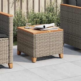 Mesa de jardín ratán sintético madera acacia gris 45x45x37 cm de , Mesas de jardín - Ref: Foro24-366326, Precio: 70,02 €, Des...
