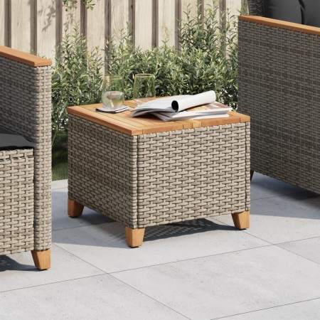 Mesa de jardín ratán sintético madera acacia gris 45x45x37 cm de , Mesas de jardín - Ref: Foro24-366326, Precio: 70,02 €, Des...