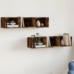 Muebles de pared 2 uds madera de ingeniería roble ahumado de , Estantes y estanterías - Ref: Foro24-840438, Precio: 36,22 €, ...