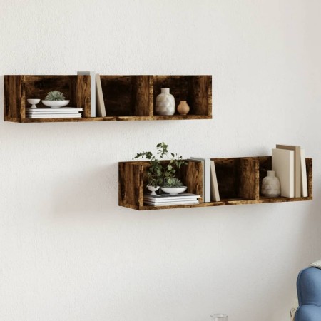 Muebles de pared 2 uds madera de ingeniería roble ahumado de , Estantes y estanterías - Ref: Foro24-840438, Precio: 36,22 €, ...