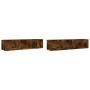 Muebles de pared 2 uds madera de ingeniería roble ahumado de , Estantes y estanterías - Ref: Foro24-840438, Precio: 36,22 €, ...