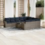 Set de sofás de jardín 11 pzas y cojines ratán sintético gris | Foro24.es | Tu tienda online para hogar, jardín y más Foro24.es