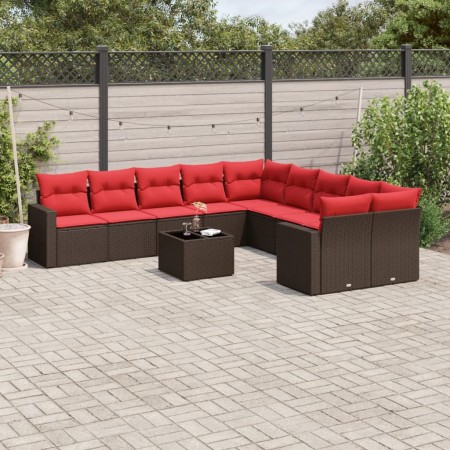 Set de sofás de jardín 11 pzas cojines ratán sintético marrón de , Conjuntos de jardín - Ref: Foro24-3219514, Precio: 752,86 ...
