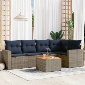 Set de sofás de jardín 6 pzas con cojines ratán sintético gris de , Conjuntos de jardín - Ref: Foro24-3256446, Precio: 441,96...