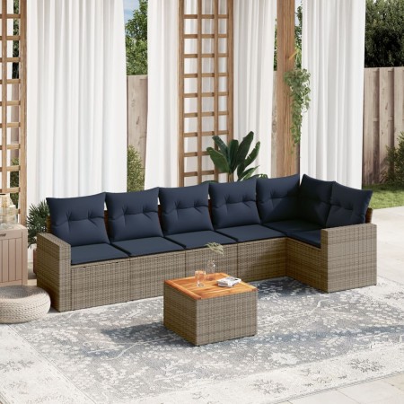 Set de sofás de jardín 7 pzas con cojines ratán sintético gris de , Conjuntos de jardín - Ref: Foro24-3256467, Precio: 509,06...
