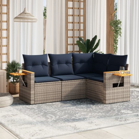 Set de sofás de jardín 4 pzas con cojines ratán sintético gris | Foro24.es | Tu tienda online para hogar, jardín y más Foro24.es