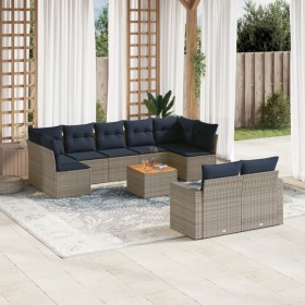 Set de sofás de jardín 10 pzas con cojines ratán sintético gris de , Conjuntos de jardín - Ref: Foro24-3256607, Precio: 736,5...