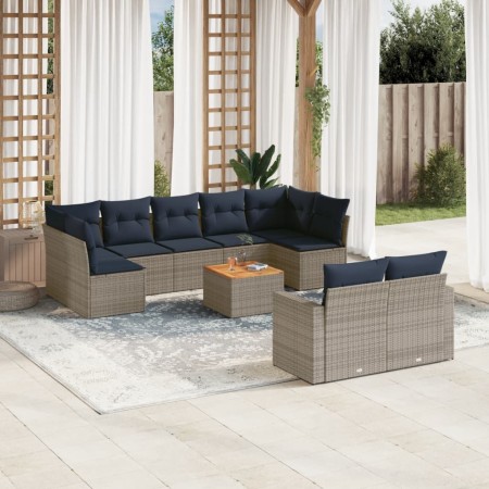Set de sofás de jardín 10 pzas con cojines ratán sintético gris de , Conjuntos de jardín - Ref: Foro24-3256607, Precio: 736,5...