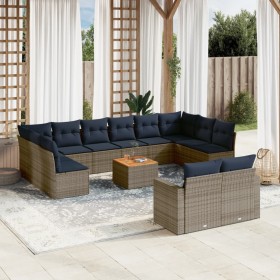 Set sofás de jardín con cojines 13 piezas ratán sintético gris de , Conjuntos de jardín - Ref: Foro24-3256691, Precio: 989,79...