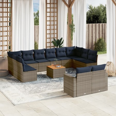 Set sofás de jardín con cojines 13 piezas ratán sintético gris de , Conjuntos de jardín - Ref: Foro24-3256691, Precio: 989,79...