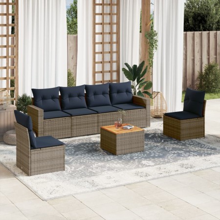 Set de sofás de jardín 7 pzas con cojines ratán sintético gris de , Conjuntos de jardín - Ref: Foro24-3256404, Precio: 479,67...