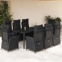 Set de comedor de jardín 9 pzas y cojines ratán sintético negro de , Conjuntos de jardín - Ref: Foro24-3213405, Precio: 1,00 ...