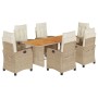 Set comedor de jardín 7 pzas con cojines ratán sintético beige de , Conjuntos de jardín - Ref: Foro24-3212713, Precio: 899,61...