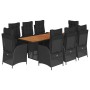 Set de comedor de jardín 9 pzas y cojines ratán sintético negro de , Conjuntos de jardín - Ref: Foro24-3213369, Precio: 1,00 ...