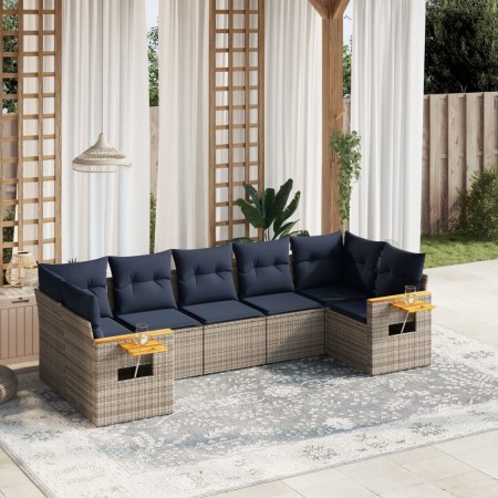 Set de sofás de jardín 7 pzas con cojines ratán sintético gris | Foro24.es | Tu tienda online para hogar, jardín y más Foro24.es