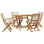 Set de comedor de jardín 5 pzas tela madera maciza blanco crema en Conjuntos de jardín | Comprar online en Foru.es