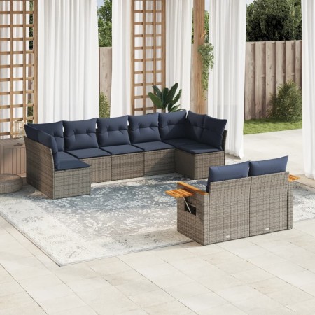 Set de sofás de jardín 9 pzas con cojines ratán sintético gris | Foro24.es | Tu tienda online para hogar, jardín y más Foro24.es