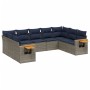 Set de sofás de jardín 9 pzas con cojines ratán sintético gris | Foro24.es | Tu tienda online para hogar, jardín y más Foro24.es