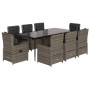 Set comedor jardín 9 pzas y cojines ratán sintético gris de , Conjuntos de jardín - Ref: Foro24-3262860, Precio: 1,00 €, Desc...