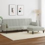 Sofá cama de 2 plazas con taburete terciopelo gris claro | Foro24.es | Tu tienda online para hogar, jardín y más Foro24.es
