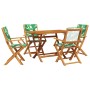 Set de comedor jardín 5 pzas tela madera maciza estampado hojas en Conjuntos de jardín | Comprar online en Foru.es