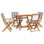 Set de comedor de jardín 5 pzas tela madera maciza azul blanco en Conjuntos de jardín | Comprar online en Foru.es