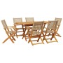Set de comedor de jardín 7 pzas ratán PE madera maciza beige en Conjuntos de jardín | Comprar online en Foru.es