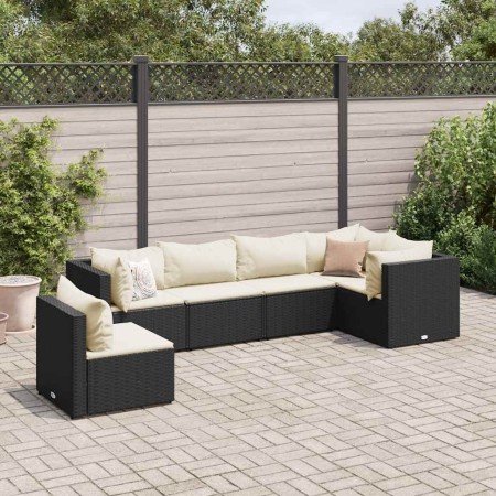 Set muebles de jardín 6 piezas y cojines ratán sintético negro de , Conjuntos de jardín - Ref: Foro24-3308168, Precio: 507,60...