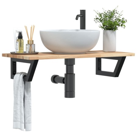 Estante de lavabo de pared acero y madera maciza de acacia de , Tocadores de baño - Ref: Foro24-3302671, Precio: 71,10 €, Des...