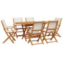Set de comedor de jardín 7 pzas tela madera maciza blanco crema en Conjuntos de jardín | Comprar online en Foru.es