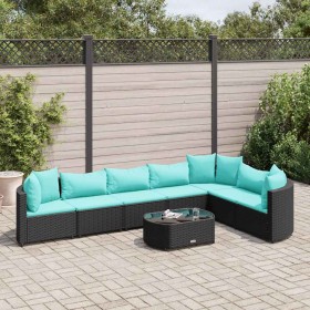 Set de sofás de jardín y cojines 8 piezas ratán sintético negro de , Conjuntos de jardín - Ref: Foro24-3308388, Precio: 563,9...