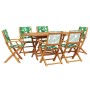 Set de comedor jardín 7 pzas tela madera maciza estampado hojas en Conjuntos de jardín | Comprar online en Foru.es