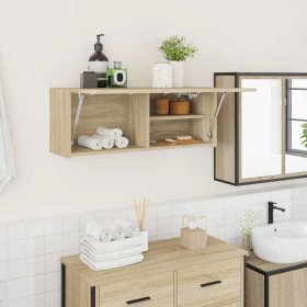 Mueble de pared baño madera ingeniería roble Sonoma 80x25x30 cm de , Tocadores de baño - Ref: Foro24-860078, Precio: 56,83 €,...
