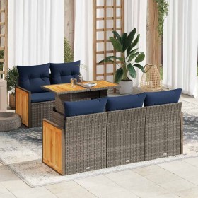 Comprar Set sofás jardín y cojines 6 pzas ratán