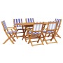 Set de comedor de jardín 7 pzas tela madera maciza azul blanco en Conjuntos de jardín | Comprar online en Foru.es