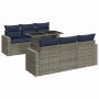 Set sofás jardín y cojines 7 pzas ratán sintético acacia gris de , Conjuntos de jardín - Ref: Foro24-3326262, Precio: 570,13 ...