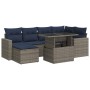 Set sofás jardín y cojines 7 pzas ratán sintético acacia gris de , Conjuntos de jardín - Ref: Foro24-3326352, Precio: 551,55 ...