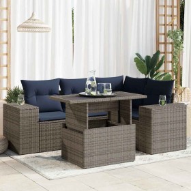 Comprar Set sofás jardín y cojines 6 pzas ratán