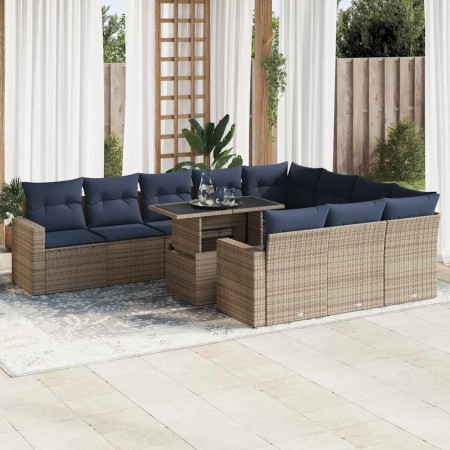 Set sofás jardín y cojines 11 pzas ratán sintético acacia negro de , Conjuntos de jardín - Ref: Foro24-3326392, Precio: 913,9...
