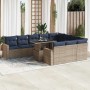 Set sofás jardín y cojines 11 pzas ratán sintético acacia negro de , Conjuntos de jardín - Ref: Foro24-3326392, Precio: 913,9...