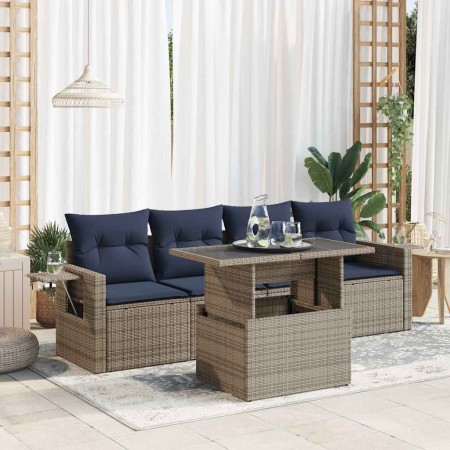Set sofás jardín y cojines 5 pzas ratán sintético acacia negro | Foro24.es | Tu tienda online para hogar, jardín y más Foro24.es