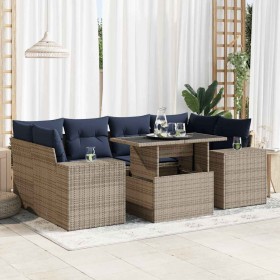 Comprar Set sofás jardín y cojines 7 pzas ratán