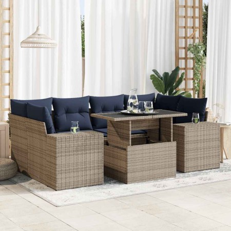 Set sofás jardín y cojines 7 pzas ratán sintético acacia gris | Foro24.es | Tu tienda online para hogar, jardín y más Foro24.es