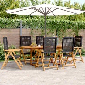 Set de comedor de jardín 7 pzas ratán PE madera acacia negro en Conjuntos de jardín | Comprar online en Foru.es